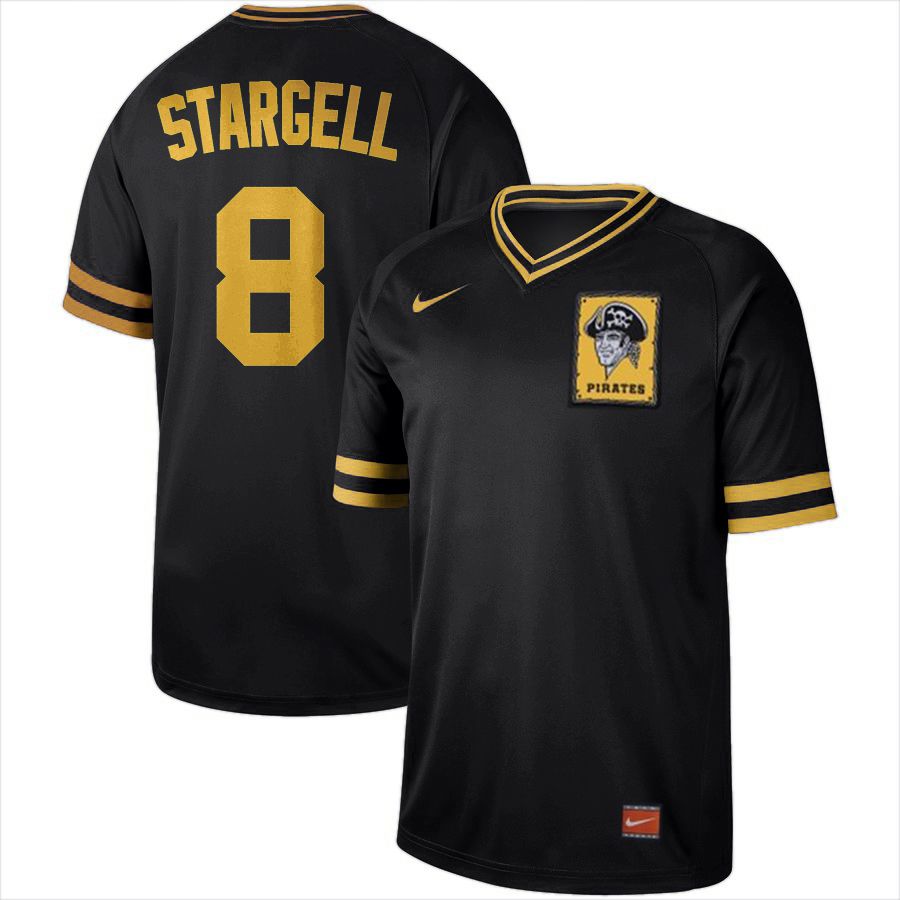 Men Pittsburgh Pirates #8 Stargell Black Nike Cooperstown Collection Legend V-Neck MLB Jersey->cincinnati reds->MLB Jersey